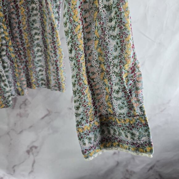 Anthropologie Shirt Womens Large P Button Up Boho Floral Pleated Maeve Gelise - Picture 5 of 12